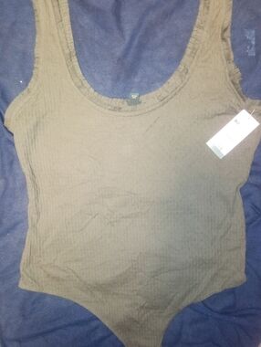 Olive Green Crinkle Tank Top